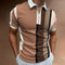 Men's Polo Shirt Lapel Casual Short Khaki Striped T-Shirt