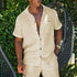 Men's Cotton Linen Short Sleeve Loose Solid Color