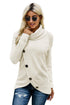 Button Wrap Turtleneck Sweater - EsaModa