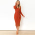 Women's Long Sleeve V-Neck Slim Dress