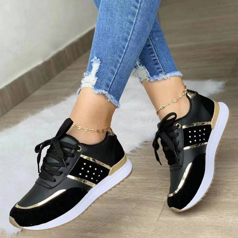 Women's Oversized Thick Soled Color-blocking Casual Low-top Sneakers