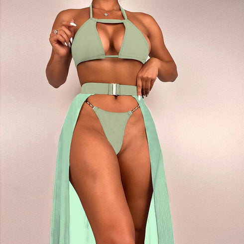 Women's Fashion Casual Solid Color Split Three-piece Suit