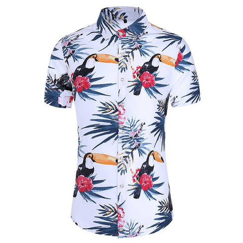 Men's Ethnic Style Floral Casual Men's Short Shirt