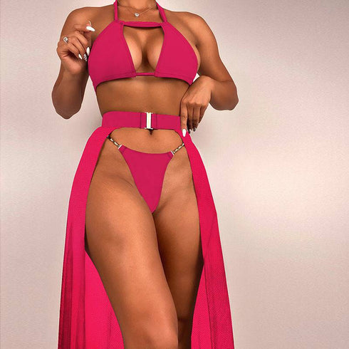 Women's Fashion Casual Solid Color Split Three-piece Suit