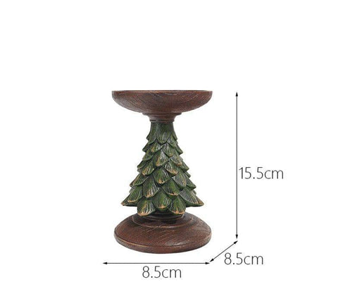 Wooden Christmas Tree Candlestick Base