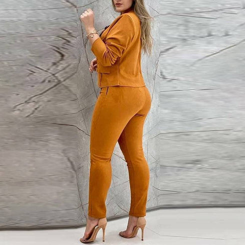 Women's Fashion Double Breasted Commuter Top and Pant