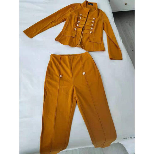 Women's Fashion Double Breasted Commuter Top and Pant