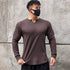 Men's Solid V-Shaped Crew Neck Long Sleeve T-Shirt