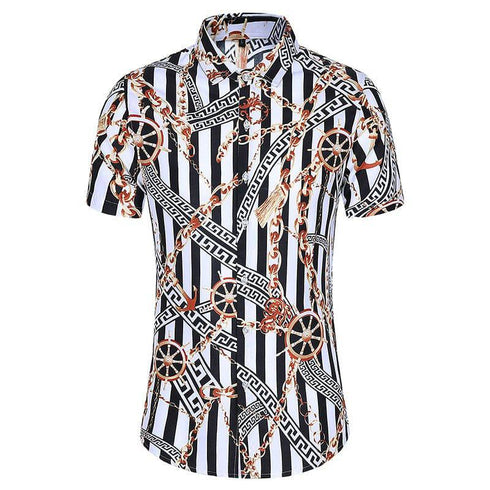 Men's Ethnic Style Floral Casual Men's Short Shirt