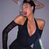 Women's Top V-neck See-through Sexy Mesh Long Sleeve