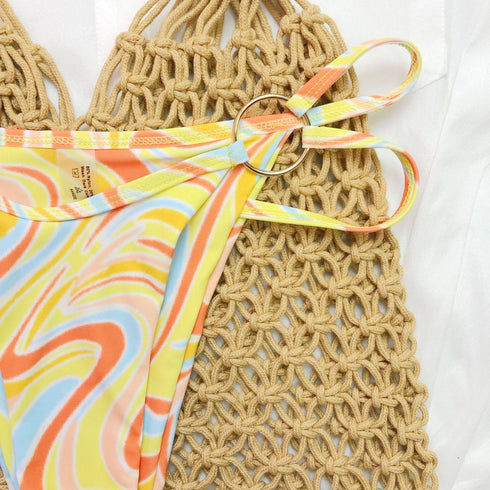 Swimwear Color Printing Three-piece Set