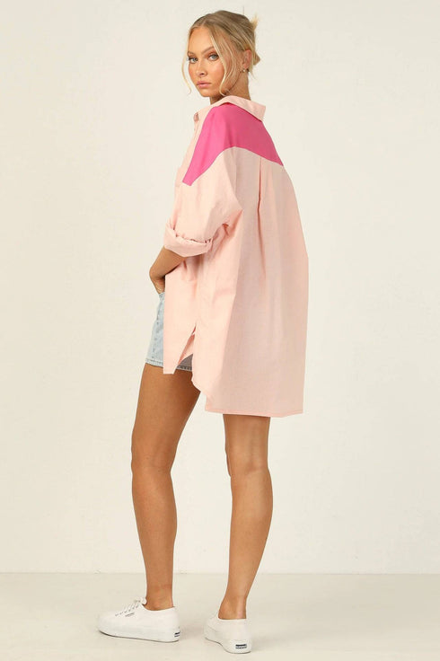 Paneled Single Breasted Dropped Shoulder Shirt