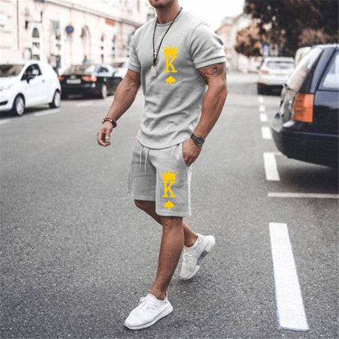 Men's Sports Casual Simple Fashion Short-sleeved Two-piece Suit