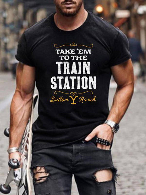 Men's Round Neck Straight Black Pullover