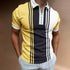 Men's Polo Shirt Lapel Casual Short Khaki Striped T-Shirt