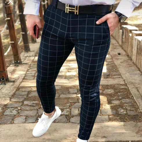 Men's Plaid Striped Casual Pants
