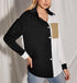 Contrast Stitching Top Pocket Long-Sleeved Chiffon Shirt