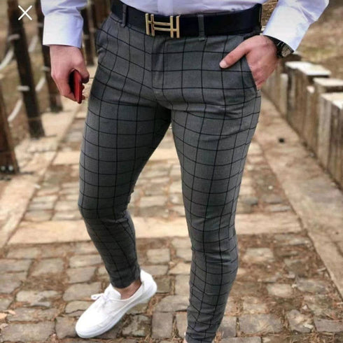 Men's Plaid Striped Casual Pants