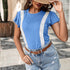 Women's Solid Color Stitching Lace Lace Ruffled Short-sleeved T-shirt