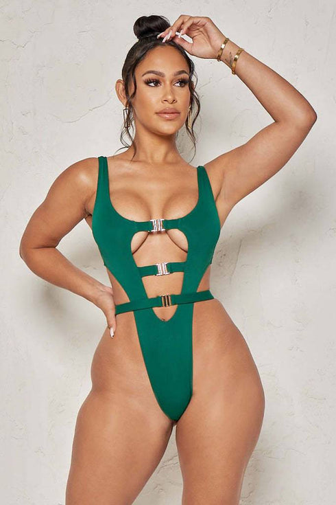 Hollow Binding Multicolor One-piece Swimwear