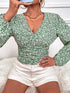 Long Sleeve V Neck Floral Top