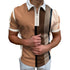 Men's Polo Shirt Lapel Casual Short Khaki Striped T-Shirt