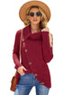 Button Wrap Turtleneck Sweater - EsaModa