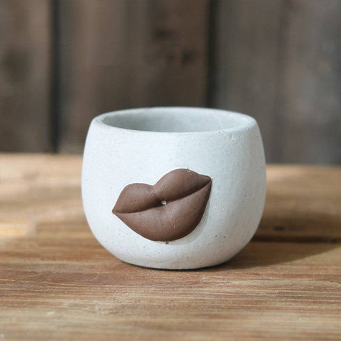 Creative Big Lips Cement Flower Pot Abstract Art