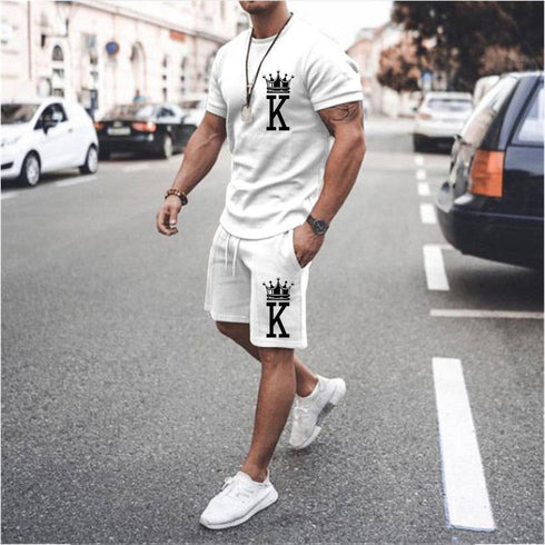 Men's Sports Casual Simple Fashion Short-sleeved Two-piece Suit