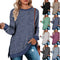 Long Sleeve Round Neck Multicolor Split Top Loose Leisure Pullover T-shirt